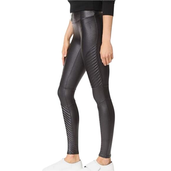Spanx Moto Faux Leather Leggings Black Size Large - Picture 9 of 11